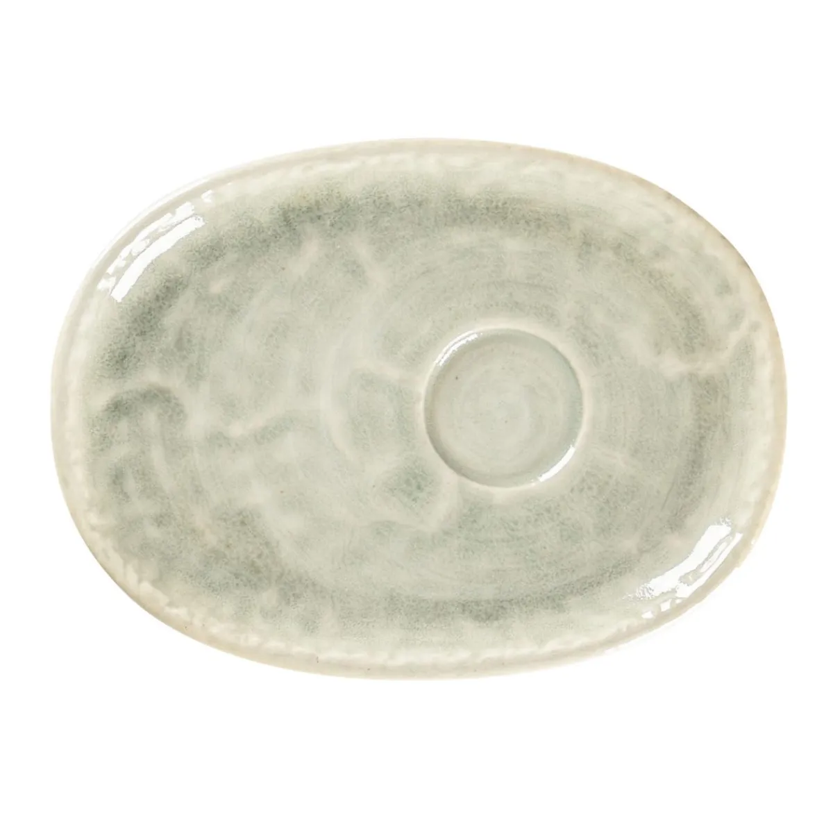 Sous-tasse à expresso ovale céladon porcelaine vitrifiée 15 cm Krush - RAK Best