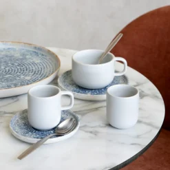 Sous tasse expresso rond bleu grès émaillé Ø 12 cm Ice - ACCOLADE Clearance