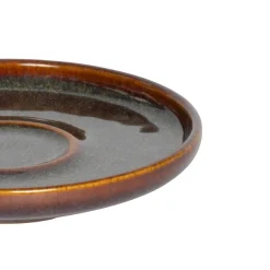 Sous tasse expresso rond Marron Bleu grès émaillé Ø 12 cm Amber - ACCOLADE New