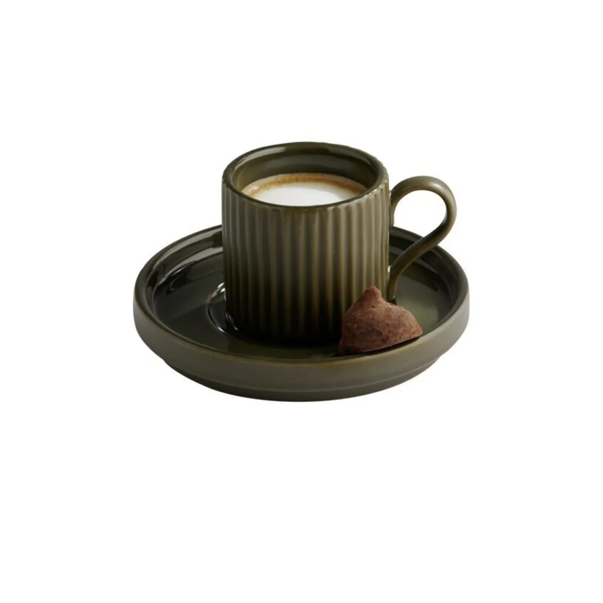 Sous-tasse expresso rond marron porcelaine Ø 12,5 cm The Grid - APS Best