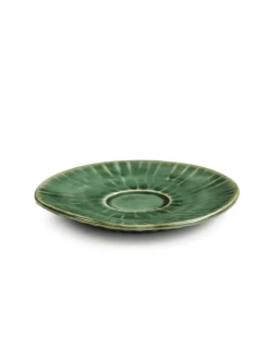 Sous tasse à expresso rond vert grès émaillé 12,5 cm Ø 12,5 cm Verde Lanza - SERAX Online