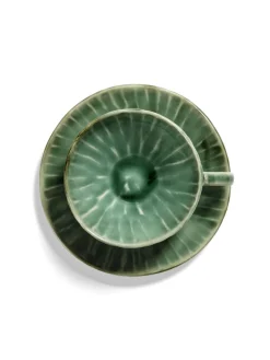 Sous tasse à expresso rond vert grès émaillé 12,5 cm Ø 12,5 cm Verde Lanza - SERAX Online