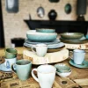 Sous tasse rond bleu grès émaillé Ø 14 cm Sky - PRO.MUNDI Clearance
