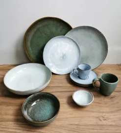 Sous tasse rond bleu grès émaillé Ø 14 cm Sky - PRO.MUNDI Clearance