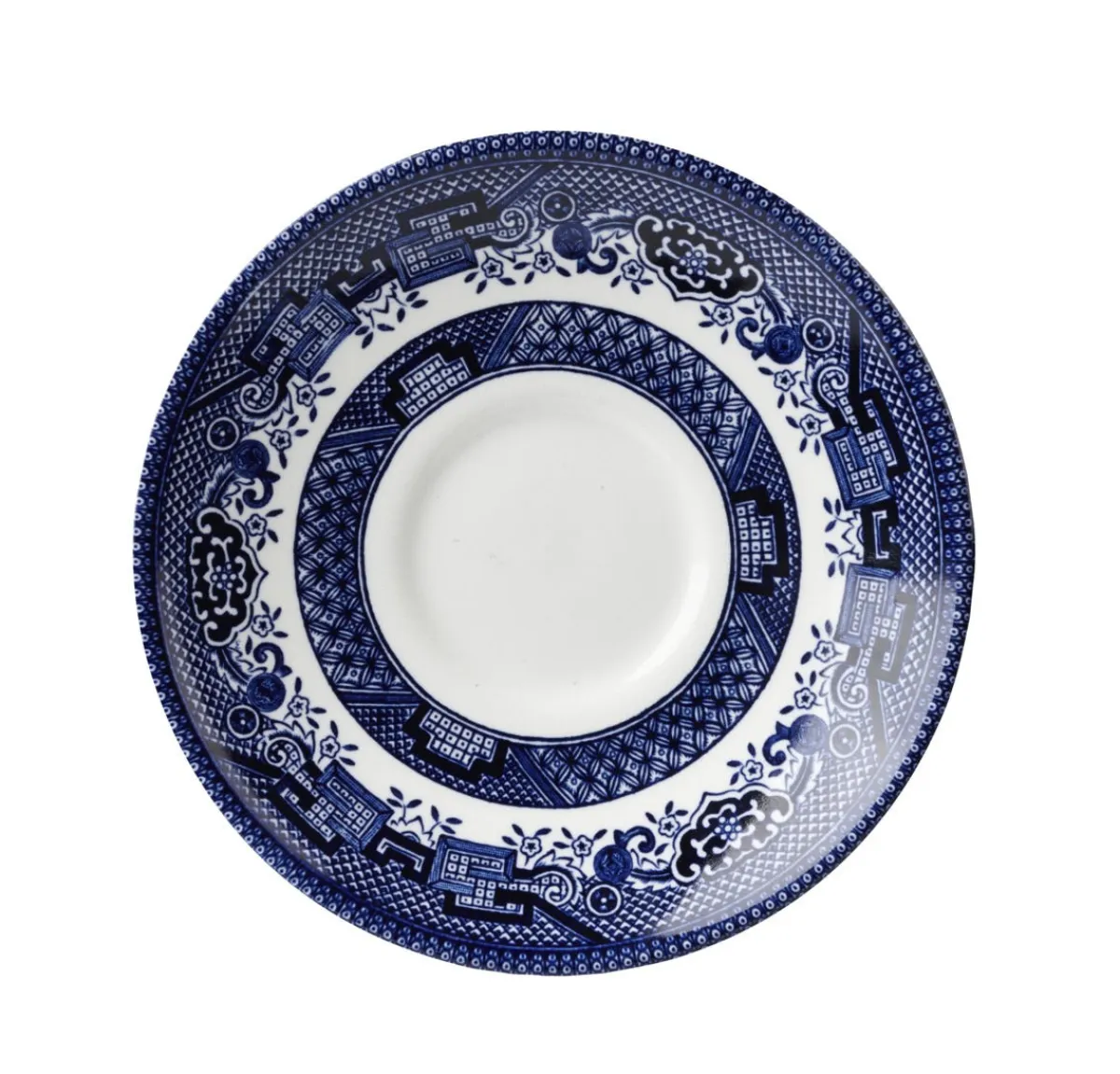 CHURCHILL Sous tasse rond Georgian Willow Blue porcelaine vitrifiée Ø 14,1 cm Vintage Prints Willow Clearance