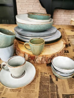 Sous tasse rond gris grès émaillé Ø 14 cm Sky - PRO.MUNDI Sale