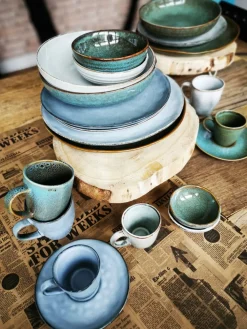 Sous tasse rond vert grès émaillé Ø 14 cm Sky - PRO.MUNDI New