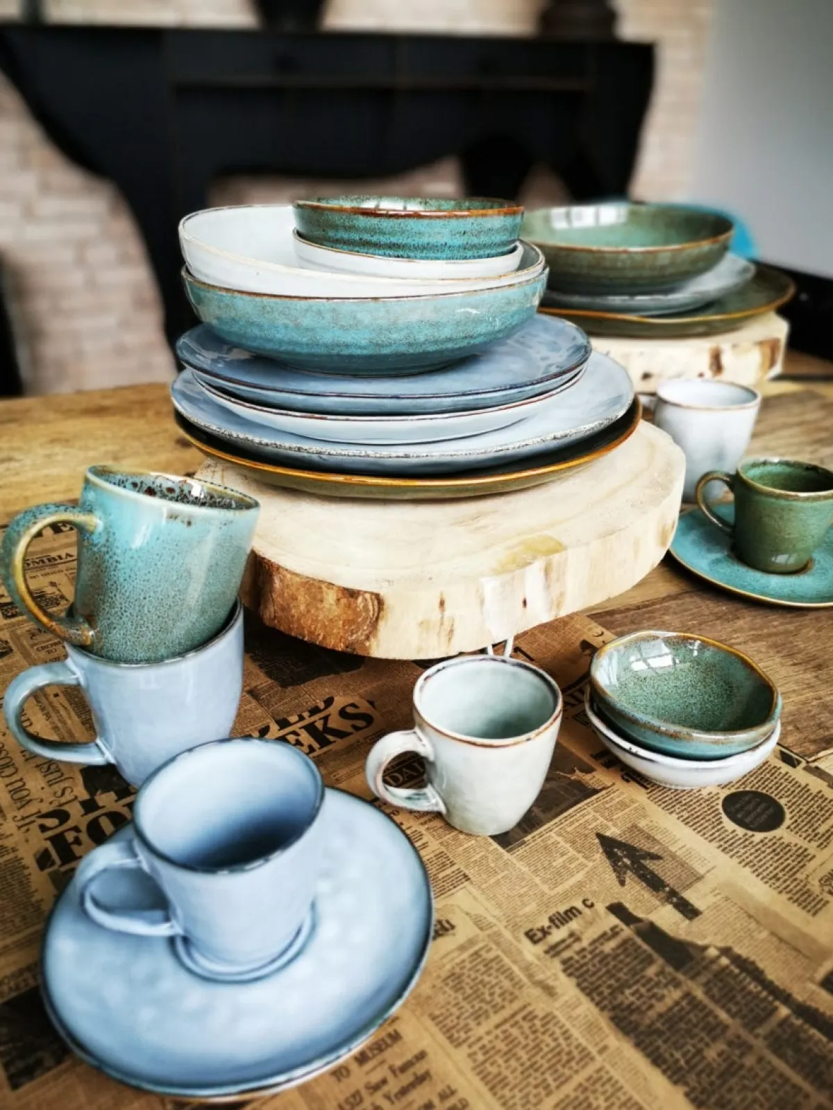 Sous tasse rond vert grès émaillé Ø 14 cm Sky - PRO.MUNDI New
