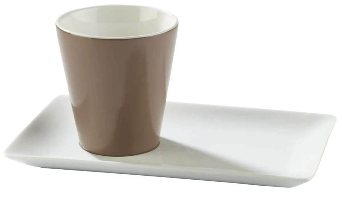 Sous-tasse à thé / déjeuner gourmand rectangulaire blanc porcelaine 21 cm Edina - PRO.MUNDI Online
