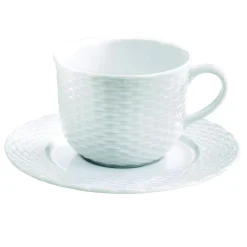 PILLIVUYT Sous tasse à thé/déjeuner rond blanc porcelaine culinaire Ø 16 cm Basket Outlet