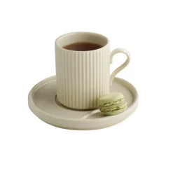 Sous-tasse thé ou mug rond beige porcelaine Ø 16 cm The Grid - APS Clearance