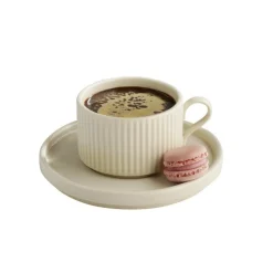 Sous-tasse thé ou mug rond beige porcelaine Ø 16 cm The Grid - APS Clearance