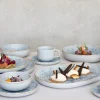 Sous tasse à thé rond bleu grès émaillé Ø 14 cm Ice - ACCOLADE Discount