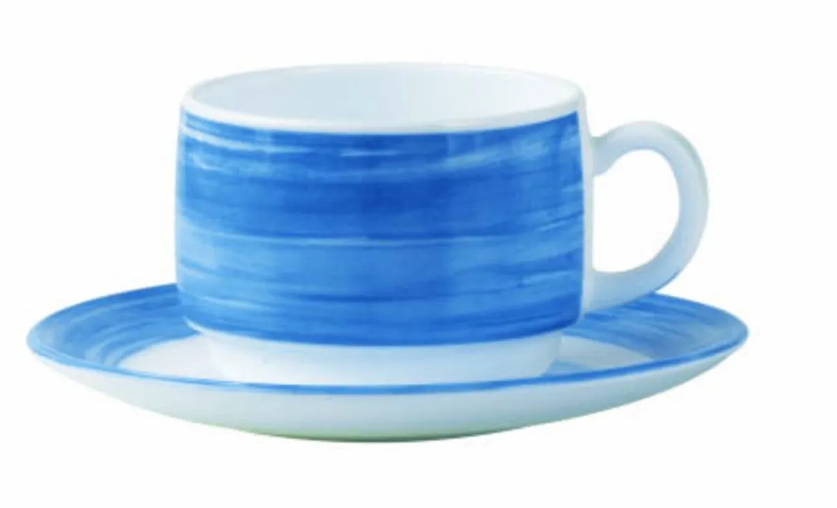 ARCOROC Sous-tasse à thé rond bleu verre opal Ø 14 cm Brush Discount