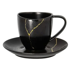 Sous tasse à thé rond noir porcelaine Ø 15 cm Kintzoo - RAK Online