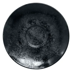 Sous-tasse à thé rond noir porcelaine vitrifiée Ø 17 cm Karbon - RAK Hot