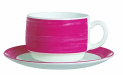 Sous-tasse à thé rond rouge verre opal Ø 14 cm Brush - ARCOROC Sale