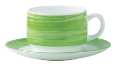 Sous-tasse à thé rond vert verre opal Ø 14 cm Brush - ARCOROC Outlet