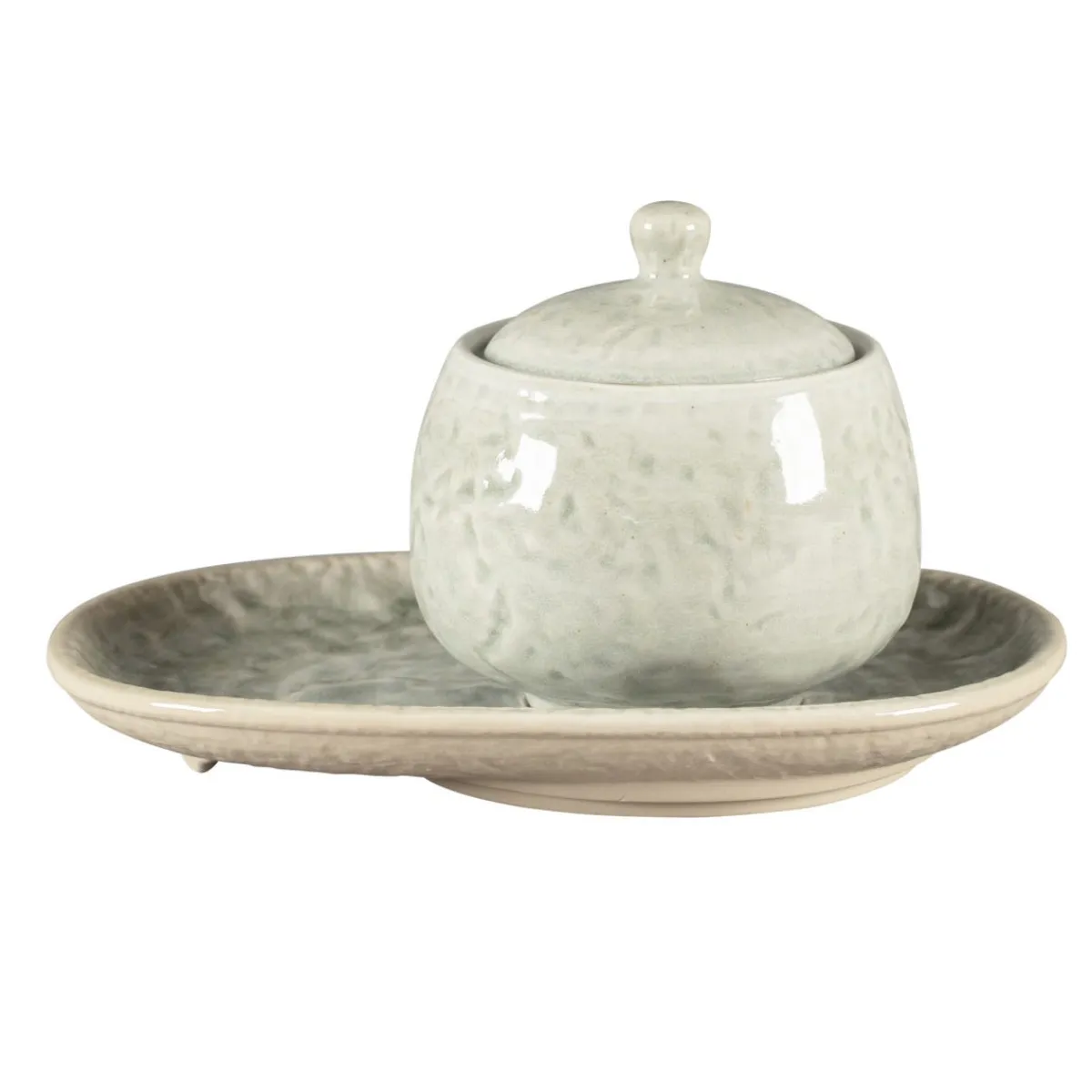 RAK Sucrier avec couvercle rond céladon porcelaine vitrifiée 25 cl Ø 8,8 cm Krush Online