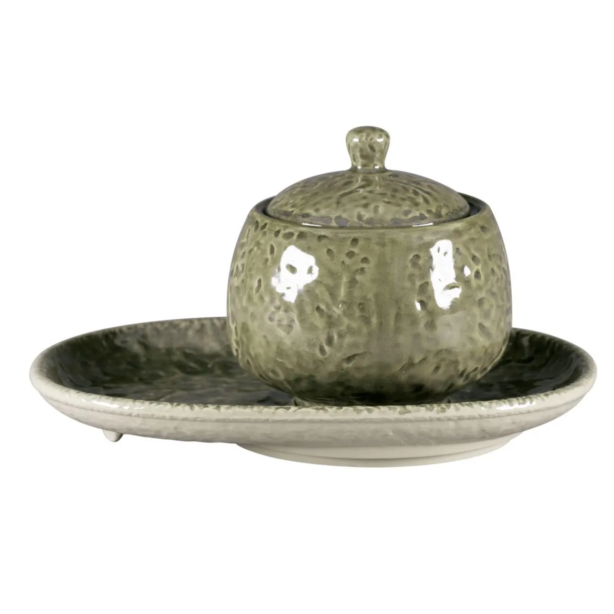 Sucrier avec couvercle rond steel porcelaine vitrifiée 25 cl Ø 8,8 cm Krush - RAK