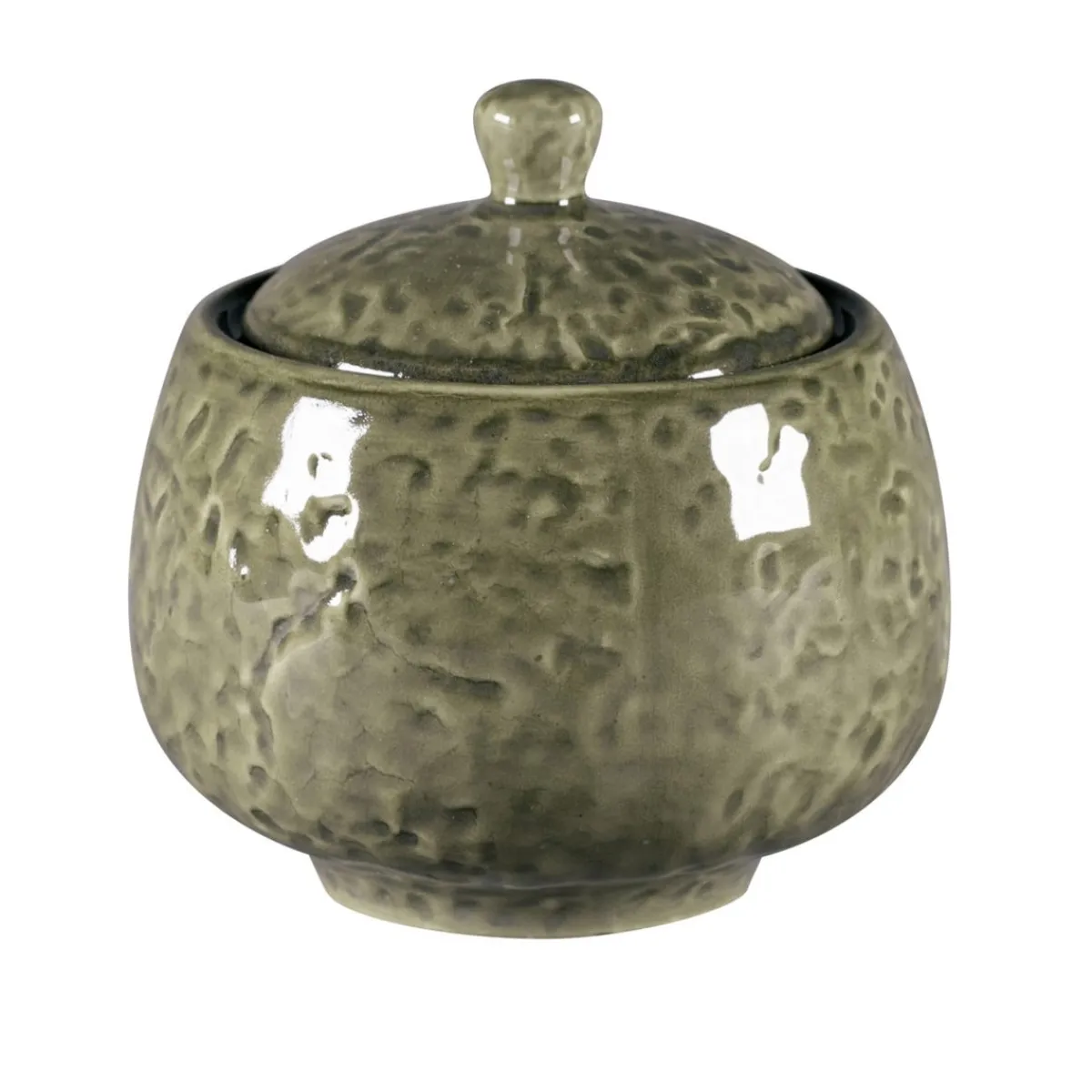 Sucrier avec couvercle rond steel porcelaine vitrifiée 25 cl Ø 8,8 cm Krush - RAK