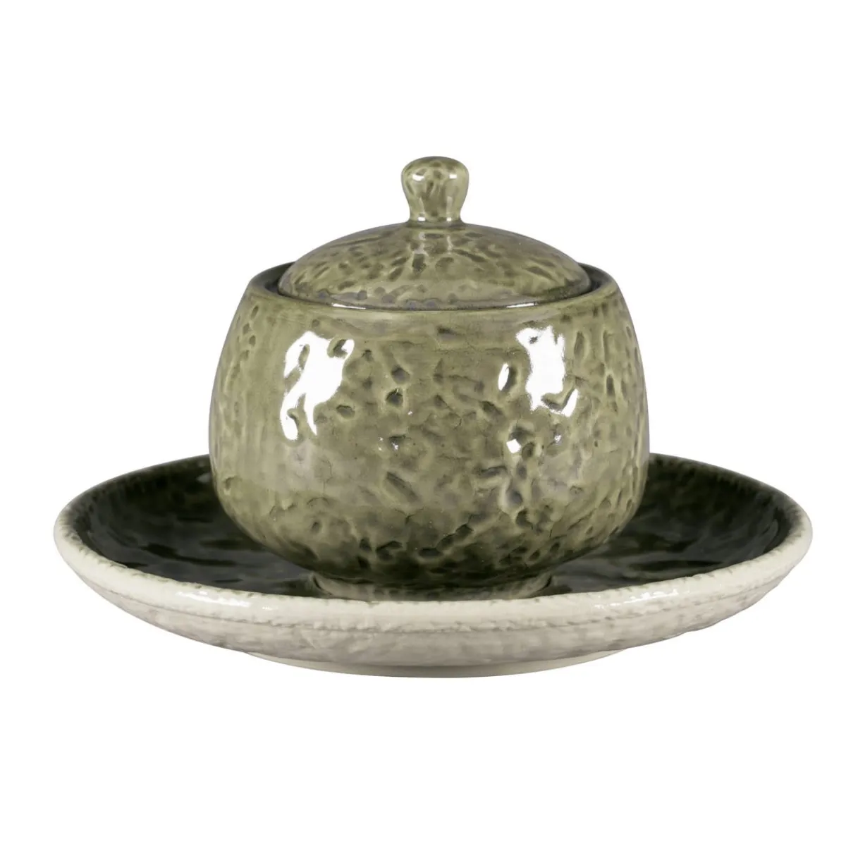 Sucrier avec couvercle rond steel porcelaine vitrifiée 25 cl Ø 8,8 cm Krush - RAK