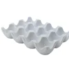 Support alvéolé pour oeuf rectangulaire blanc porcelaine 19 cm - PRO.MUNDI