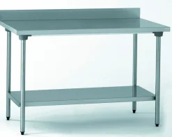 Table avec dosseret et étagère inox 140x70x90 cm Avec dosseret Avec étagère - TOURNUS Discount