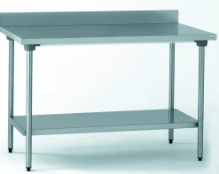 TOURNUS Table avec dosseret et étagère inox 100x70x90 cm Avec dosseret Avec étagère Sale