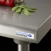 TOURNUS Table avec dosseret inox 220x70x90 cm Avec dosseret Avec étagère Discount