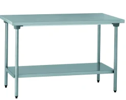TOURNUS Table centrale avec étagère inox 140x70x90 cm Sans dosseret Avec étagère Best