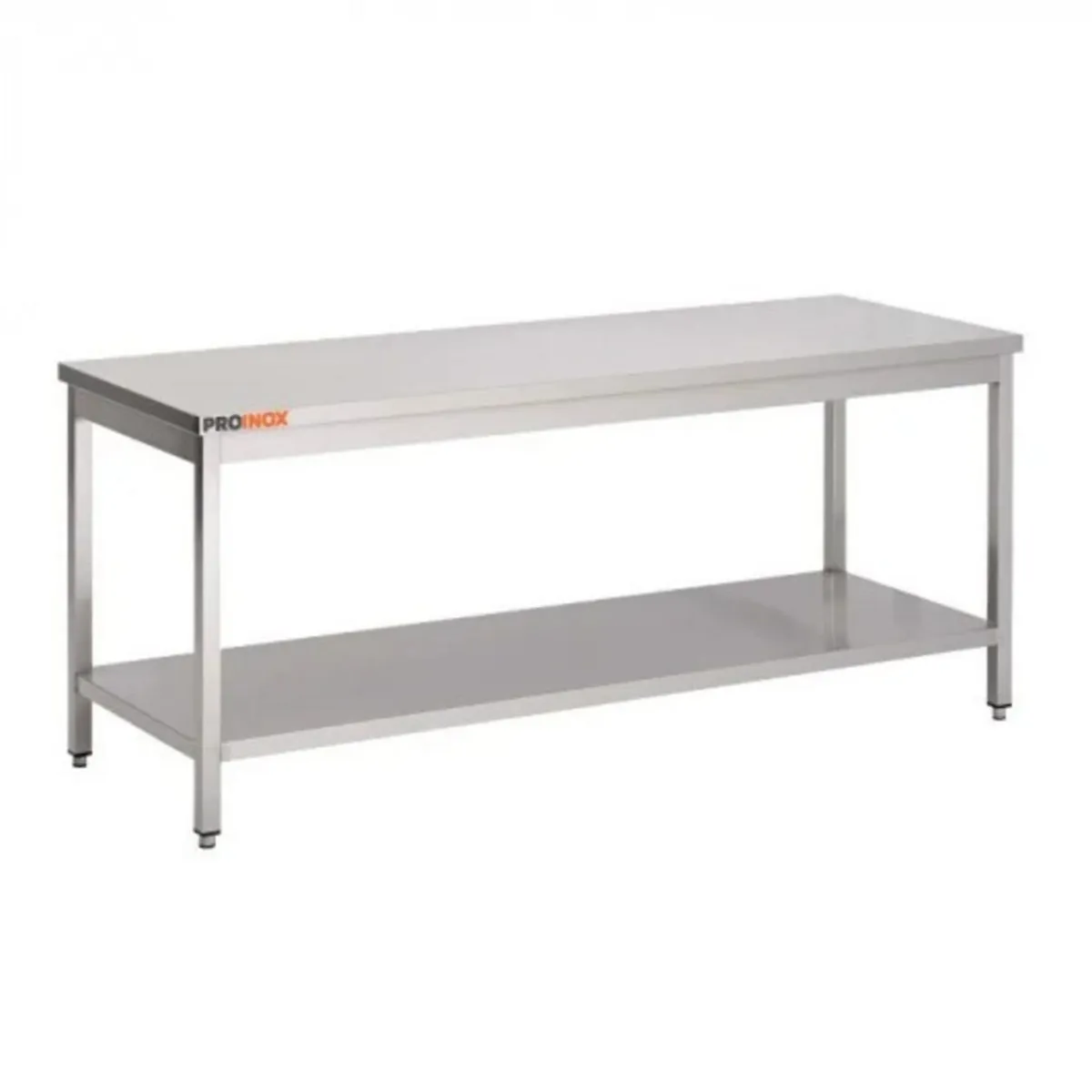 PROINOX Table centrale inox 70 cm x 87 cm Sans dosseret Avec étagère Hot
