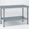 Table centrale inox 140x70x90 cm Sans dosseret Avec étagère - TOURNUS Clearance