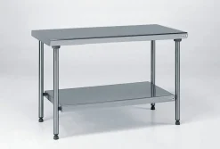 TOURNUS Table centrale inox 100x70x90 cm Sans dosseret Avec étagère Best