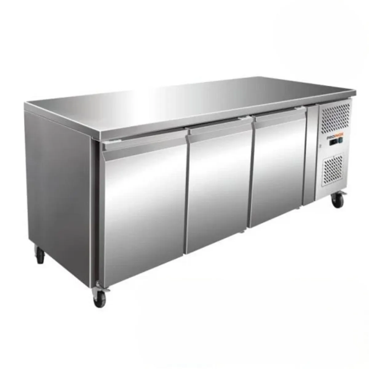 PROINOX Table centrale réfrigérée tropicalisée à 3 portes pleines 386 L 3 grilles