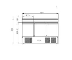 PROINOX Table de préparation réfrigérée 3 portes froid positif 388 L 8 bacs