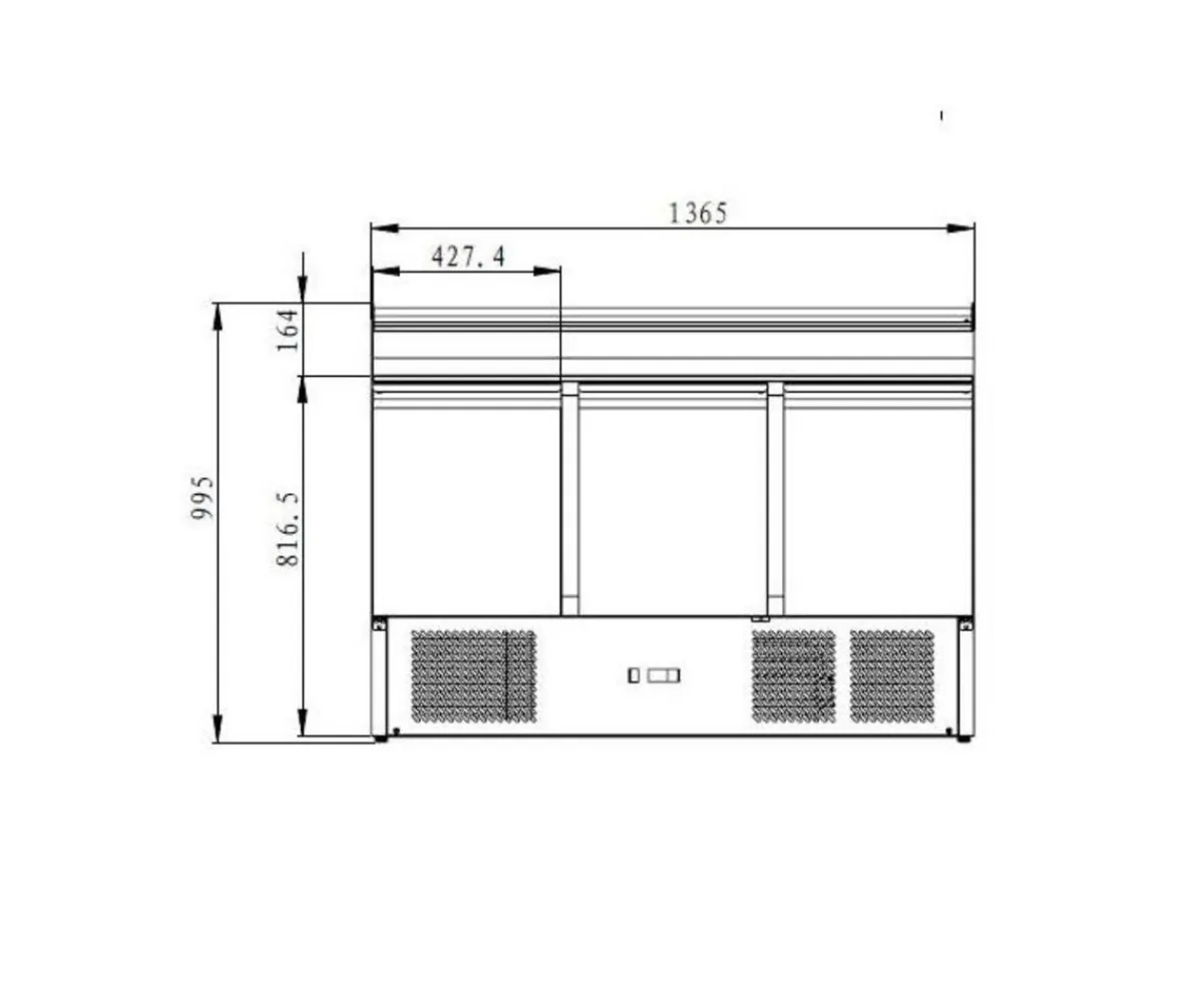 PROINOX Table de préparation réfrigérée 3 portes froid positif 388 L 8 bacs