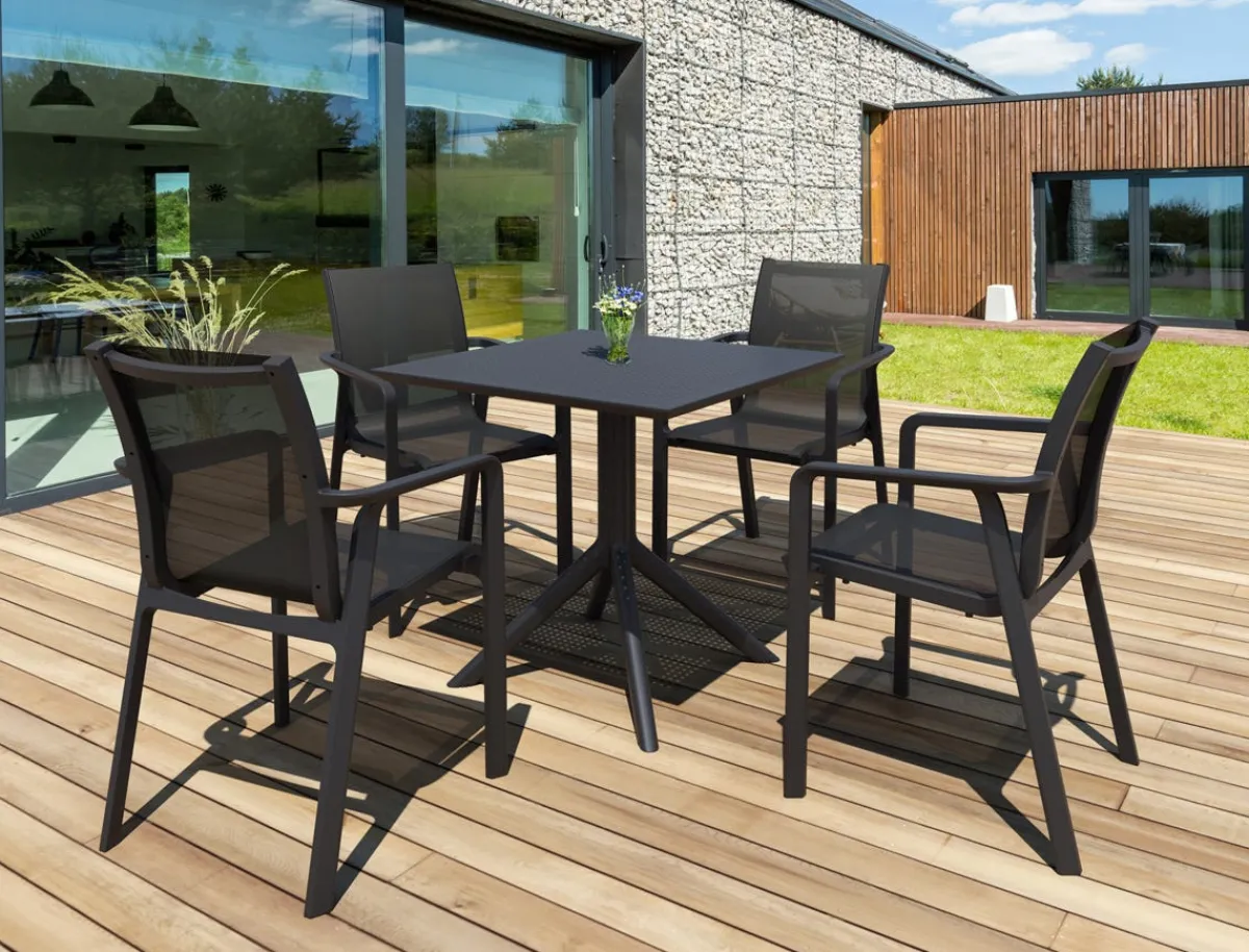 Table de terrasse carré noir 74x60x60 cm Kys - FLEXMOB Hot