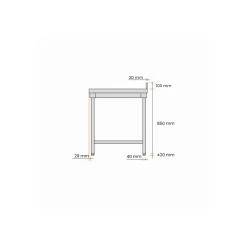 Table inox 200 cm x 85 cm Avec dosseret Avec étagère - PROINOX Clearance
