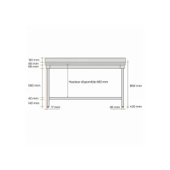 PROINOX Table inox 120 cm x 85 cm Avec dosseret Avec étagère Outlet