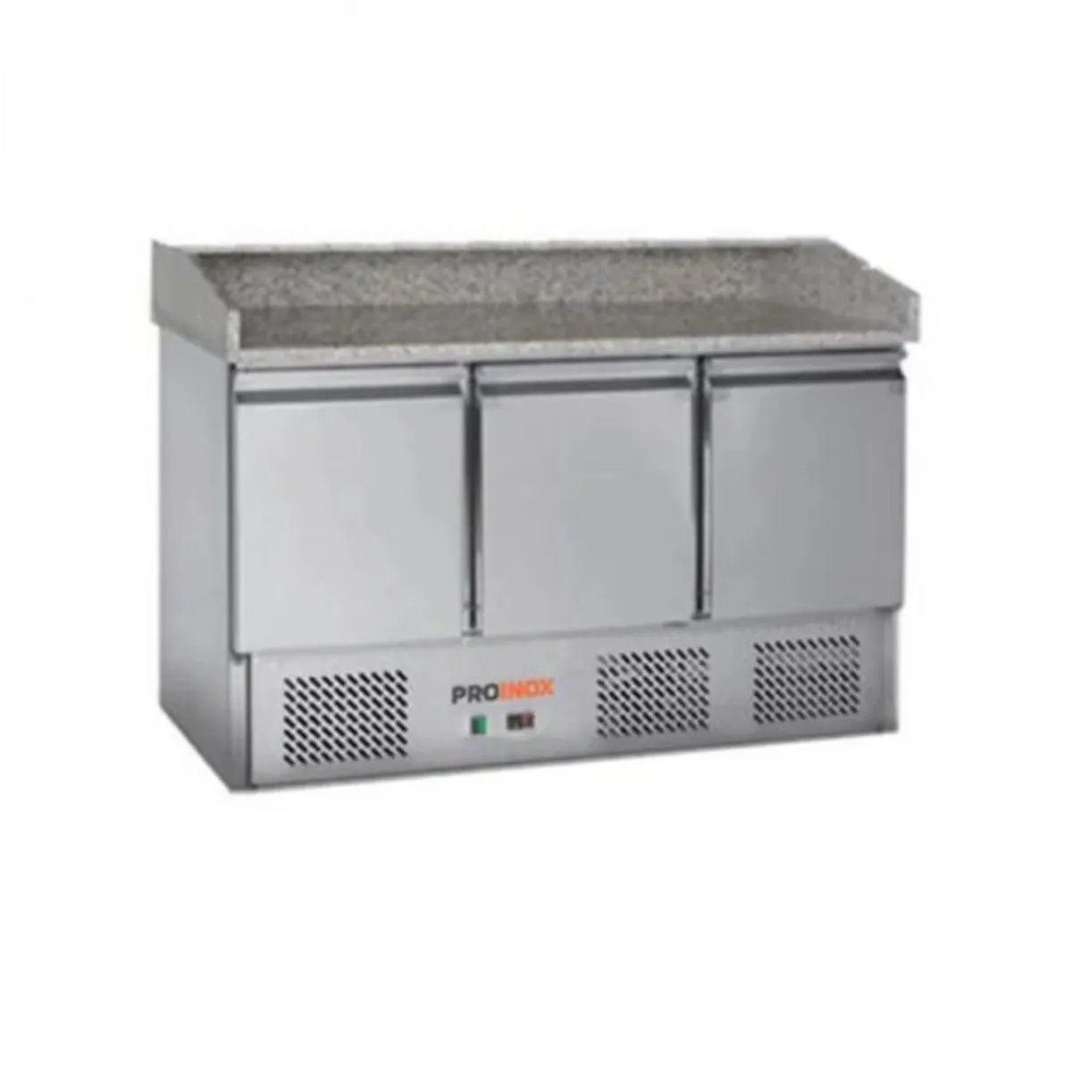 Table à pizzas 3 portes avec dessus en granit froid positif 260 L 3 grilles - PROINOX Best