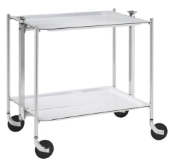 PLATEX Table roulante argent aluminium Discount