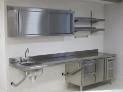 étagère murale inox 180x39x70 cm 2 niveaux Avec dosseret 100 kg - TOURNUS Hot
