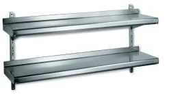 étagère murale inox 140x39x70 cm 2 niveaux Avec dosseret 100 kg - TOURNUS Best