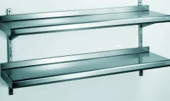 TOURNUS étagère murale inox 120x39x70 cm 2 niveaux Avec dosseret 100 kg Outlet