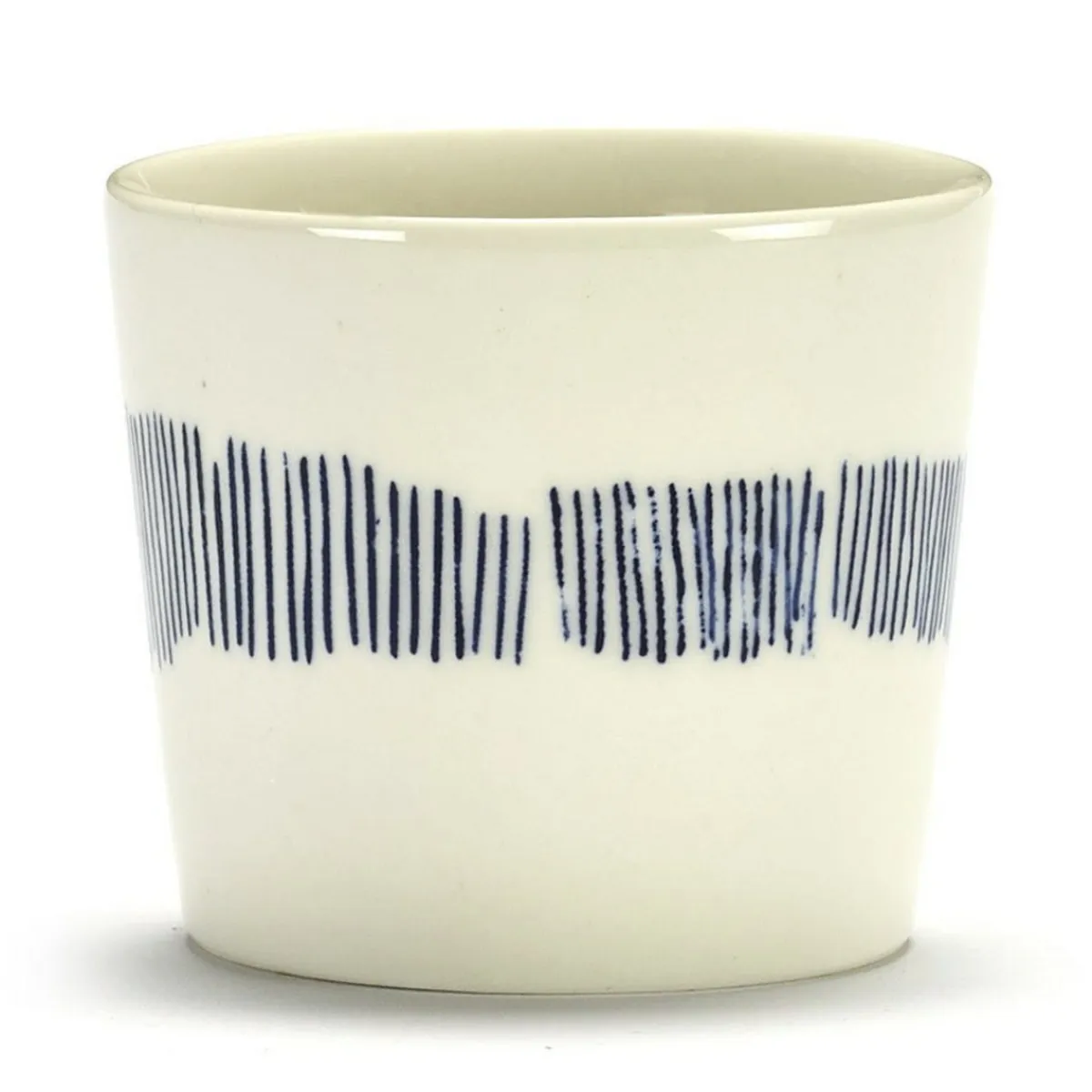 SERAX Tasse à café rond blanc swirl - stripes bleu grès émaillé 15 cl Ø 7 cm Feast By Ottolenghi
