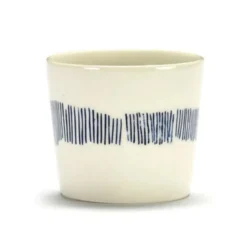 SERAX Tasse à café rond blanc swirl - stripes bleu grès émaillé 25 cl Ø 7,5 cm Feast By Ottolenghi Clearance