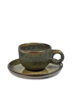 SERAX Tasse et sous-tasse à café gris grès émaillé 13 cl Ø 8 cm Surface Hot