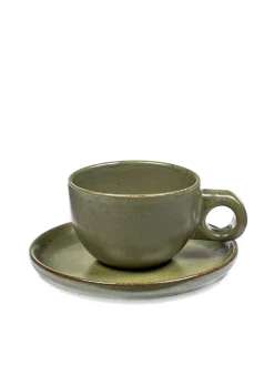 SERAX Tasse et sous-tasse à café vert grès émaillé 13 cl Ø 8 cm Surface Best