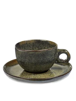 Tasse et sous-tasse à cappuccino gris grès émaillé 23 cl Ø 9 cm Surface - SERAX Sale